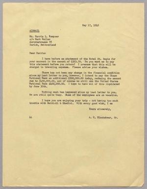 [Letter from A. H. Blackshear Jr. to Harris Leon Kempner, May 17, 1949]