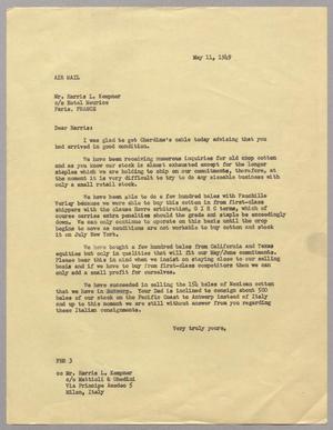 [Letter from Fred H. Rayner to Harris Leon Kempner, May 11, 1949]