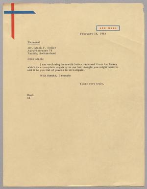 [Letter from Harris Leon Kempner to Mark F. Heller, February 18, 1953]