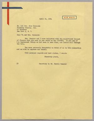 [Letter from Harris Leon Kempner to Mr. and Mrs. Jose Bensaude, April 21, 1954]