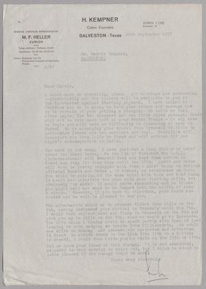 [Letter from Mark F. Heller to Harris Leon Kempner, September 20, 1957]