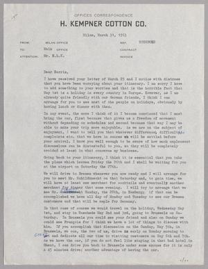 [Letter from Jose Lacerda to Harris L. Kempner, March 31, 1963]