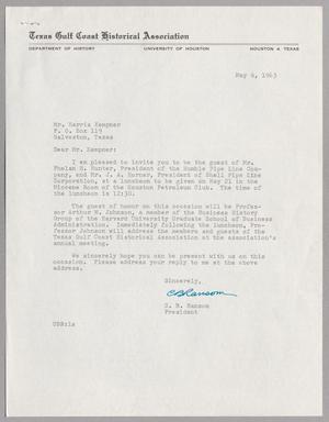 [Letter from C. B. Ransom to Harris L. Kempner, May 6, 1963]