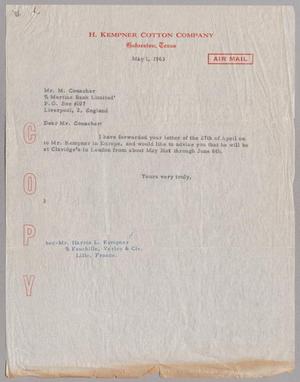 [Letter from Vivian Paysse to Mr. M. Conacher, May 1, 1963]