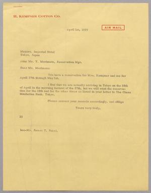 [Letter from Harris L. Kempner to Y. Morimoto, April 1, 1959]