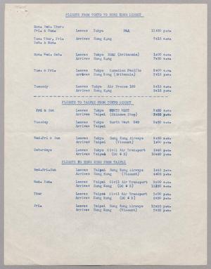 [Letter listing flights, 1959]