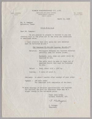 [Letter from T. Katagai to Harris L. Kempner, March 13, 1958]