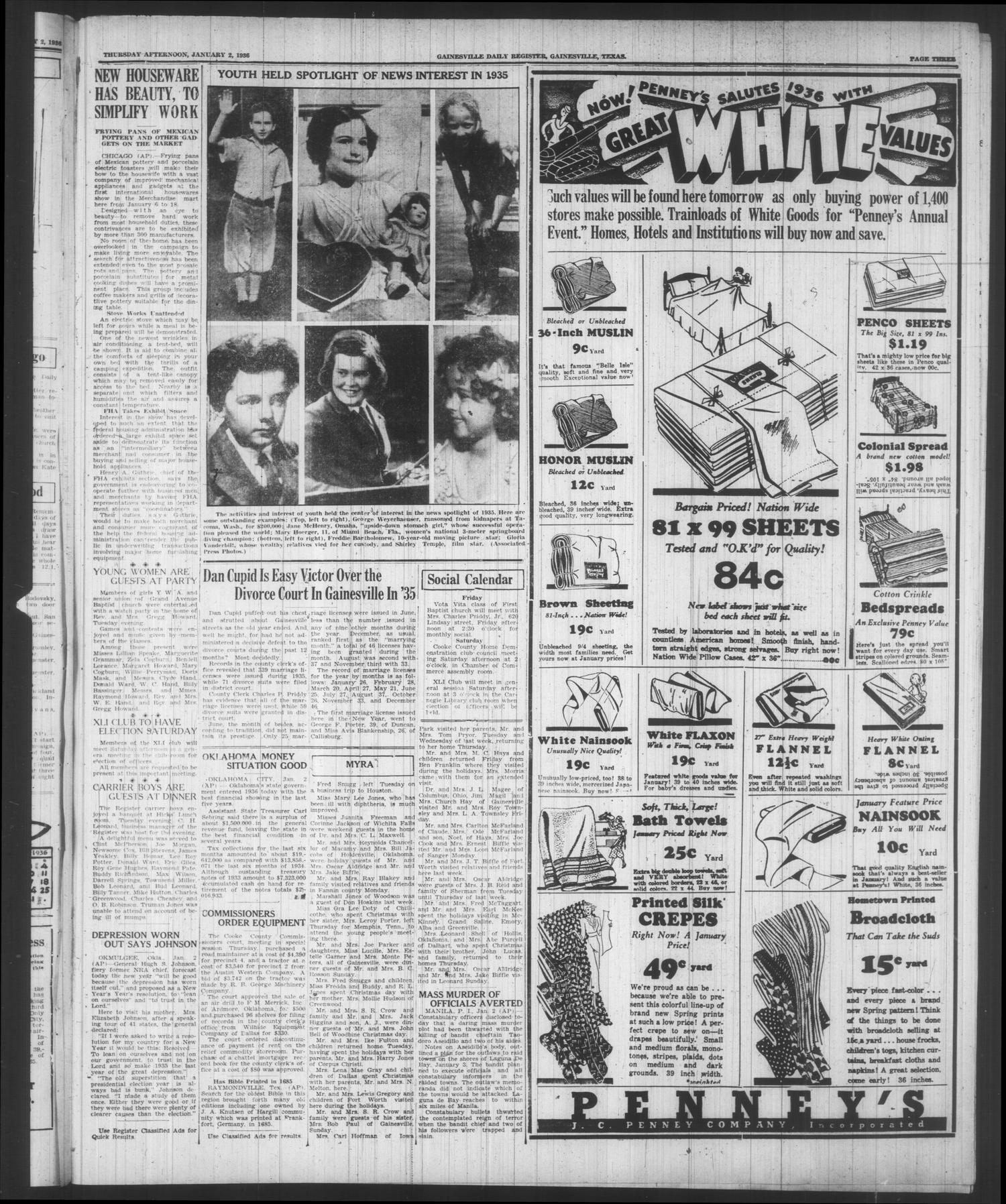 Gainesville Daily Register and Messenger (Gainesville, Tex.), Vol. 46, No. 107, Ed. 1 Thursday, January 2, 1936
                                                
                                                    [Sequence #]: 3 of 6
                                                