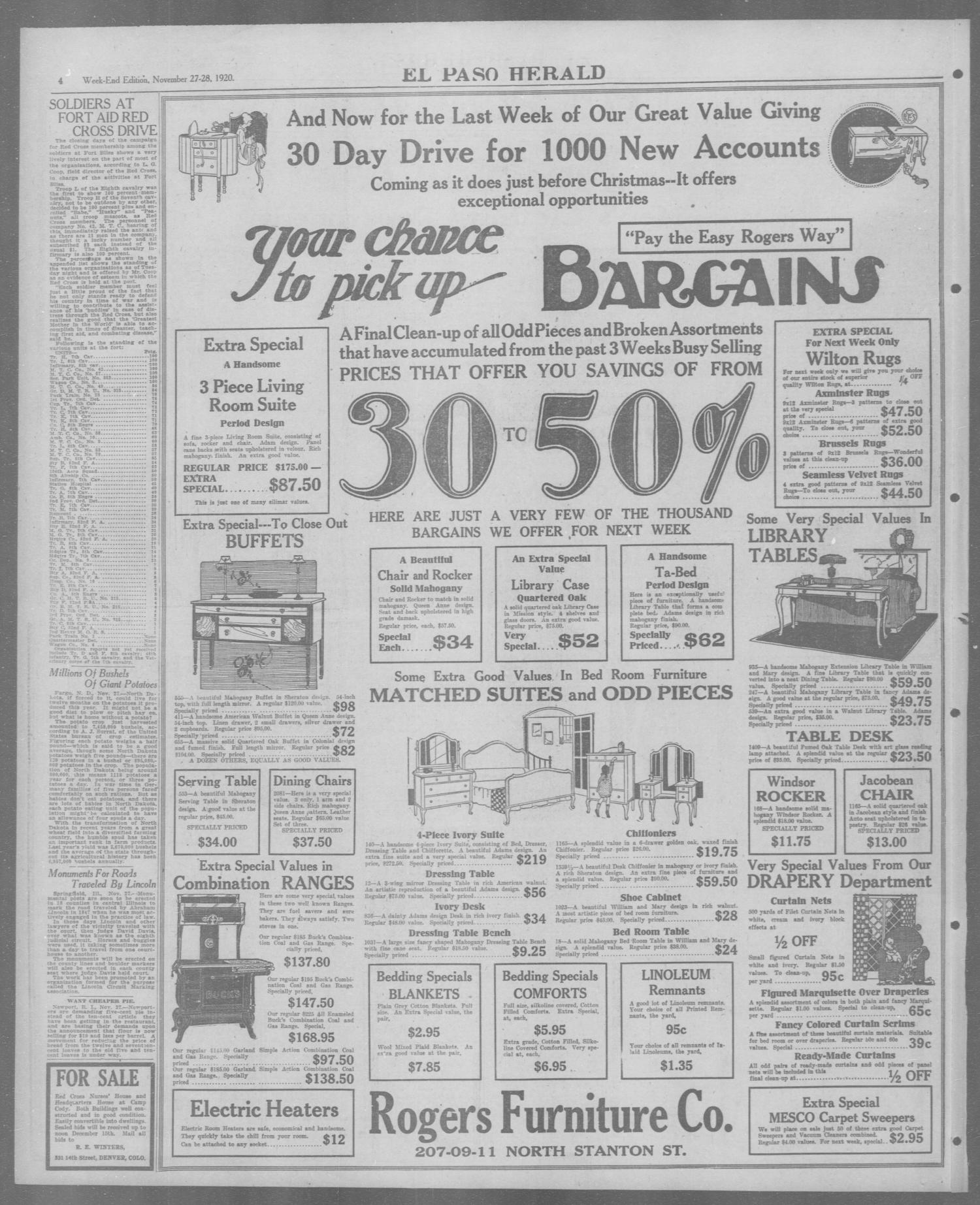 El Paso Herald (El Paso, Tex.), Ed. 1, Saturday, November 27, 1920
                                                
                                                    [Sequence #]: 4 of 36
                                                