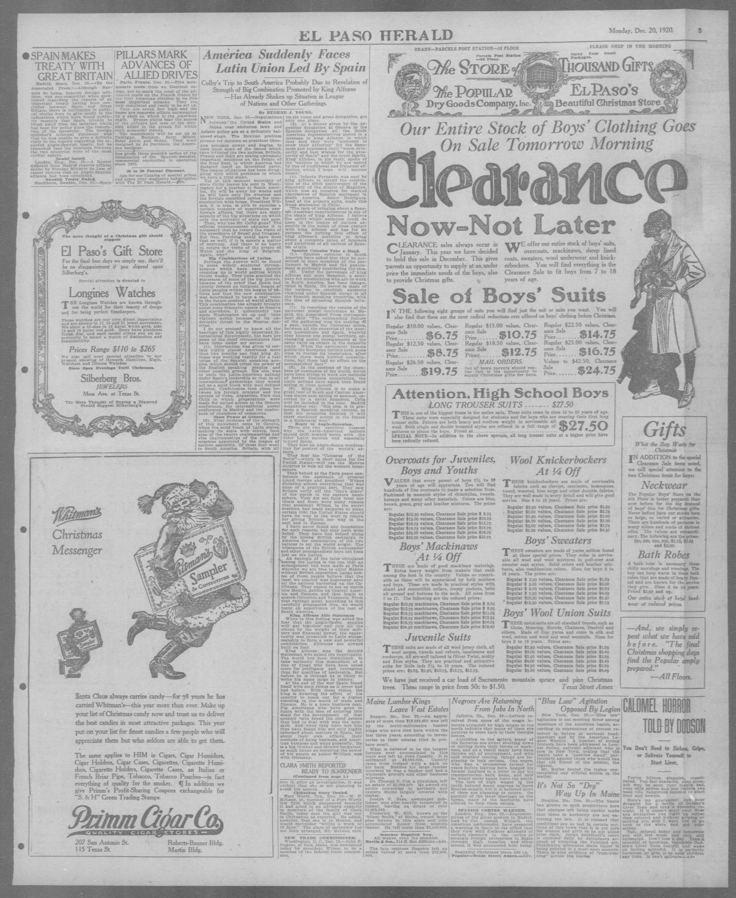 El Paso Herald (El Paso, Tex.), Ed. 1, Monday, December 20, 1920
                                                
                                                    [Sequence #]: 3 of 14
                                                