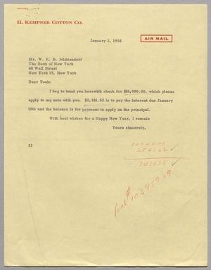 [Letter from Harris Leon Kempner to W. K. B. Middendorf, January 2, 1958]