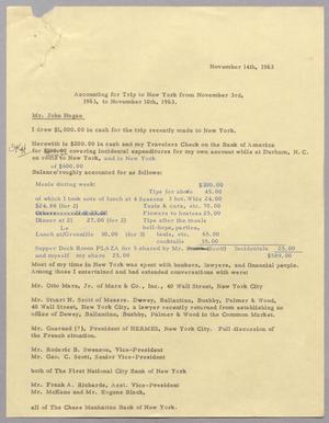 Primary view of object titled '[Letter from Harris Leon Kempner to John Hogan, November 14, 1963]'.