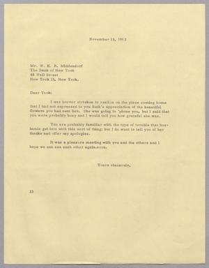[Letter from Harris Leon Kempner to W. K. B. Middendorf, November 13, 1963]