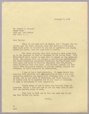 [Letter from Isaac Herbert Kempner to Harris Leon Kempner, November 7, 1963]