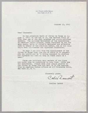 [Letter from Corliss Lamont to Harris Leon Kempner, October 23, 1963]