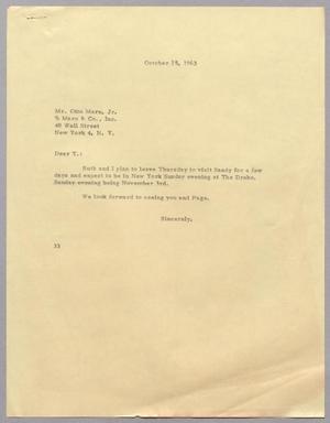 [Letter from Harris Leon Kempner to Otto Marx, Jr. , October 25, 1963]