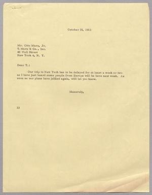 [Letter from Harris Leon Kempner to Otto Marx, Jr., October 18, 1963]