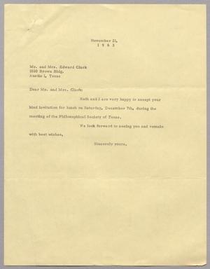 [Letter from Harris Leon Kempner to Edward Clark, November 21, 1963]