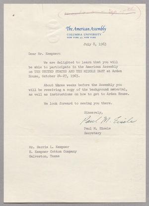 [Letter from Paul M. Eisele to Harris Leon Kempner, December 30, 1963]