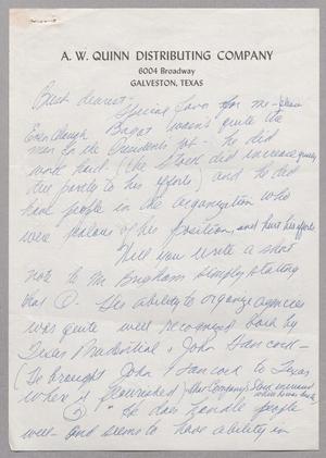 [Letter from Lydia Ann Quinn to Harris Leon Kempner, 1963]