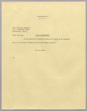 [Letter from Harris L. Kempner to George Atkinson - September 13, 1963]