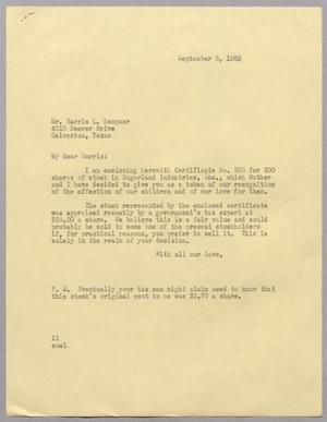 [Letter from Isaac H. Kempner to Harris L. Kempner - September 5, 1963]