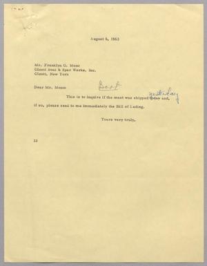 [Letter from Harris Leon Kempner to Franklyn G. Meno, August 6, 1963]