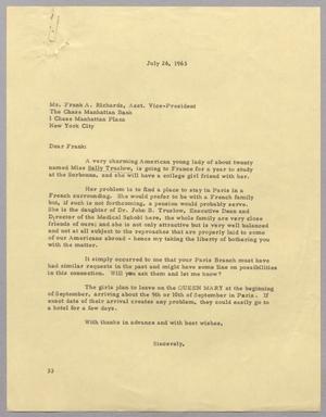 [Letter from Harris Leon Kempner to Frank A. Richards, July 26, 1963]