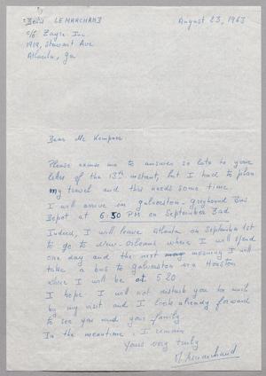 [Letter from Denis Lemarchand to Harris Leon Kempner, August 23, 1963]