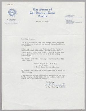 [Letter from A. R. Schwartz to Harris Leon Kempner, August 21, 1963]