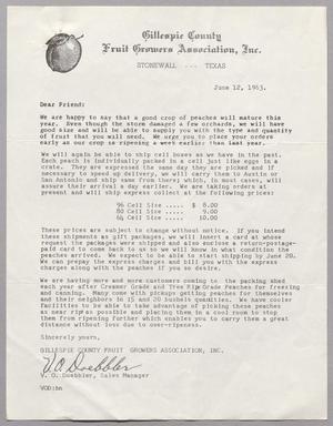 [Letter from Gillespie County Fruit Growers Association, Inc. to a Friend, July 12, 1963]