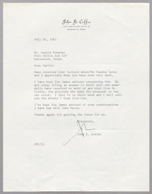 [Letter from John B. Coffee to Harris Leon Kempner, July 26, 1963]