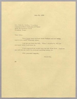 [Letter from Harris Leon Kempner to John B. Coffee, July 25, 1963]