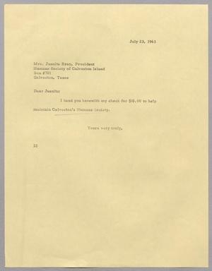 [Letter from Harris Leon Kempner to Juanita Bray, July 23, 1963]