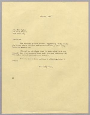 [Letter from Harris Leon Kempner to Ben Wyker, July 23, 1963]