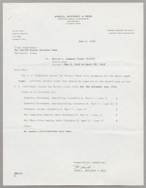 [Letter from Ansell, McKinney & Ness to The United States National Bank, June 5, 1963]