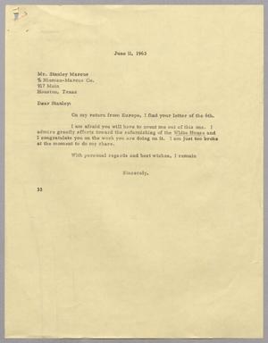 [Letter from Harris Leon Kempner to Stanley Marcus, June 11, 1963]