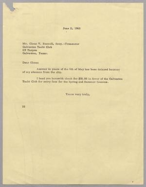[Letter from Harris Leon Kempner to Glenn V. Russell, June 11, 1963]
