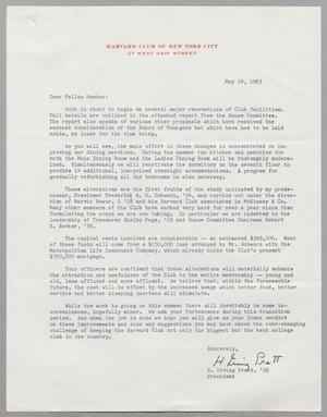 [Letter from Harvard Club of New York City to a fellow member, May 24, 1963]