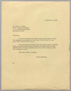 [Letter from Harris Leon Kempner to Mr. John W. Harris, December 24, 1963]