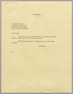 [Letter from Harris L. Kempner to Morris Wolf, December 19, 1963]