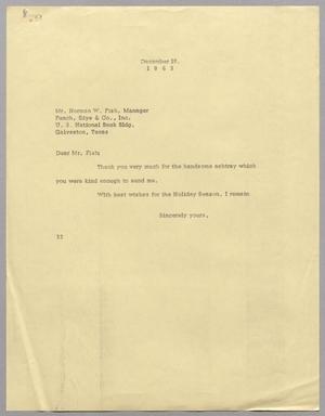 [Letter from Harris L. Kempner to Norman W. Fish, December 18, 1963]