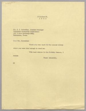 [Letter from Harris L. Kempner to J. J. Schreiber, December 19, 1963]