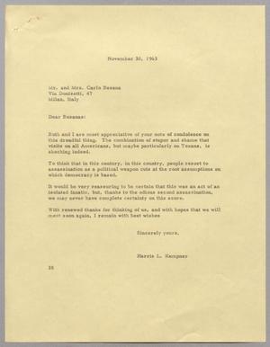[Letter from Harris Leon Kemper to Mr. and Mrs. Carlo Besana, November 30, 1963]