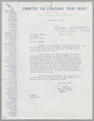 [Letter from Carl J. Gilbert to Harris L. Kempner, December 16, 1963]
