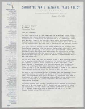 [Letter from Carl J. Gilbert to Harris L. Kempner, January 16, 1963]
