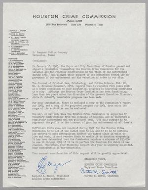 [Letter from Houston Crime Commission to H. Kempner Cotton Company, 1963]