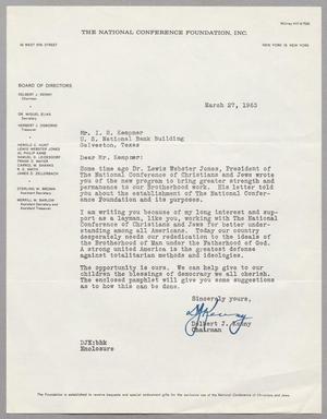 [Letter from Delbert J. Kenny to Isaac Herbert Kempner, March 27, 1963]