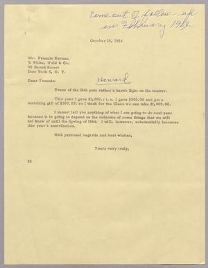 [Letter from Harris L. Kempner to Francis Kernan, October 18, 1963]