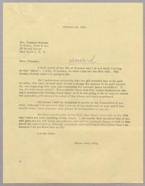 [Letter from Harris L. Kempner to Francis Kernan, October 14, 1963]
